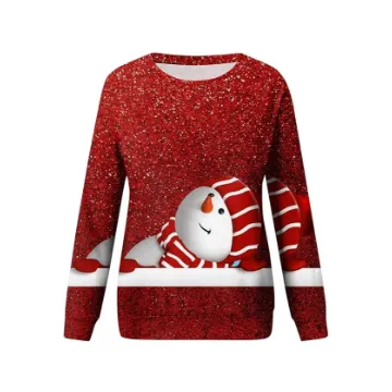 Women's Christmas Sweatshirt Casual Fashion
                                Printing Long Sleeve O-Neck Pullover Top Blouse
                                Wool Sweater, S-3XL