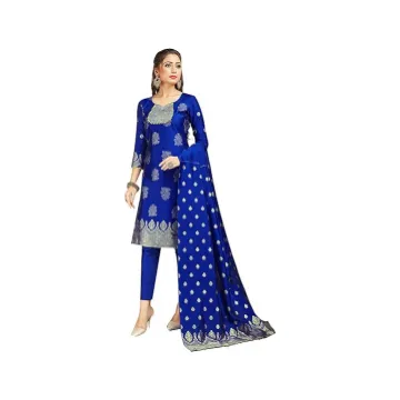 Pakistani Women's Readymade Dress Banarasi Art
                                Silk Woven Salwar Kameez Silk Dupatta Stitched
                                Suit